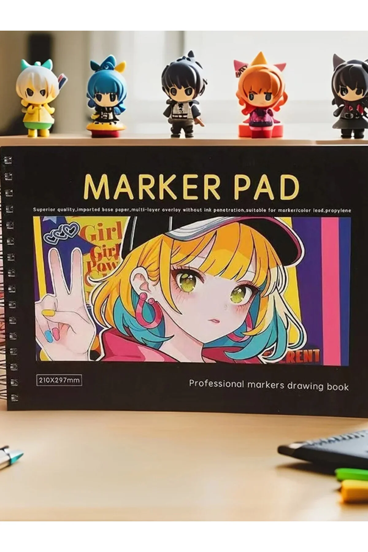 A4 50 Sayfalık 120g Marker Kalem Defteri Çok Renkli