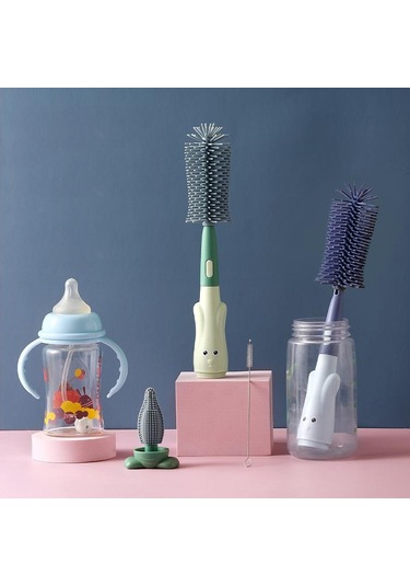 Kırmızı Emzik Şişe Fırçası Bebek Süt Şişesi Temizleme Fırçası Silikon Bardak Fırça Temizleme Aracı