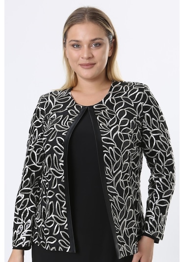 Büyük Beden 3814 Siyah Ceket+bluz Takım 001