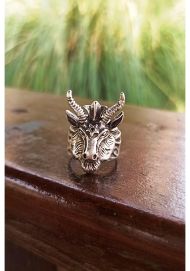 Antik Gümüş Kaplama Koç Başı Şekilli El Yapımı Ayarlanabilir Yüzü - 500872876 Çok Renkli