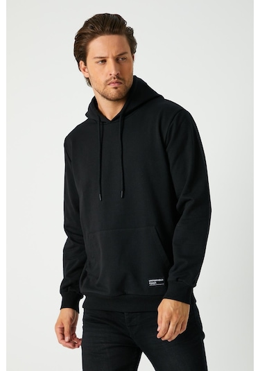 Comeor Erkek Siyah Basic Kapüşonlu Regular Fit Normal Kesim 2 İplik Kumaş Günlük Sweatshirt Siyah Comeor Erkek Siyah Basic Kapüşonlu Regular Fit Normal Kesim 2 İplik Kumaş Günlük Sweatshirt Siyah