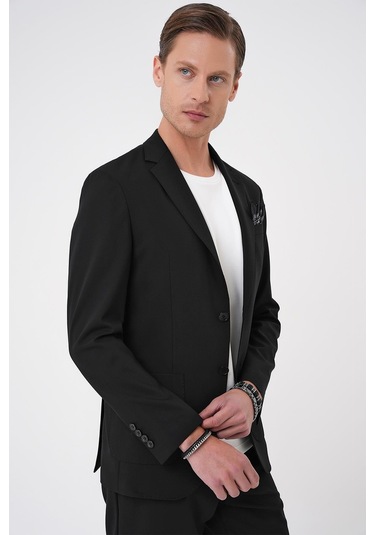 Comfort Fit Mono Yaka Torba Cep Casual Siyah Ceket C 707 Siyah
