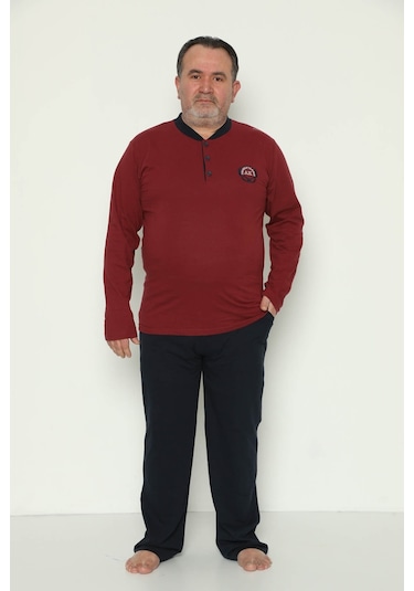 Erkek Büyük Beden Pijama Takımı Tampap 1773- Bordo