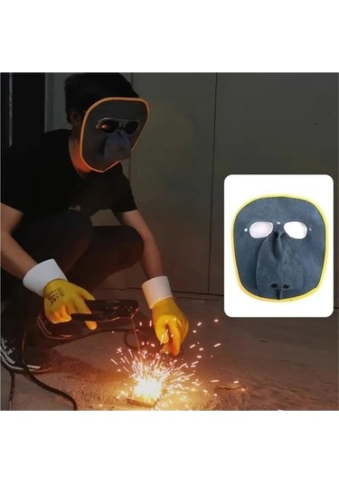 Tongxida Jialan Sığır Derisi Kaynak Maskesi Yüz Koruma Hafif Kafa Sırt