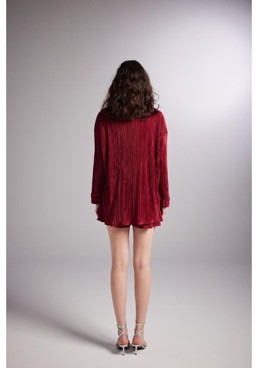Holly Lolly Düğme Kapamalı Comfy Oversize Gömlek Bordo