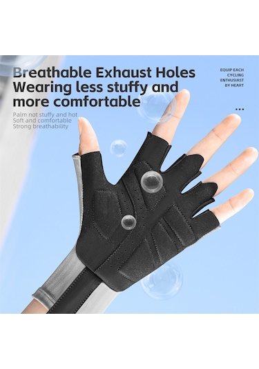 Vkemall Yaz Bisiklet Eldiveni Yarı Parmaklı Erkek Kadın, Kayganlık Önleyici Amortisörlü Nefesli L Beden Tatil Kırmızısı