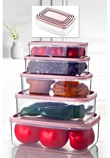 Kapris EP-500 Dikdörtgen Erzak Saklama Kabı 5'li Pudra