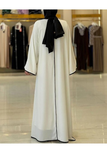 Önden Bağlama Detaylı Medine İpeği Abaya Siyah