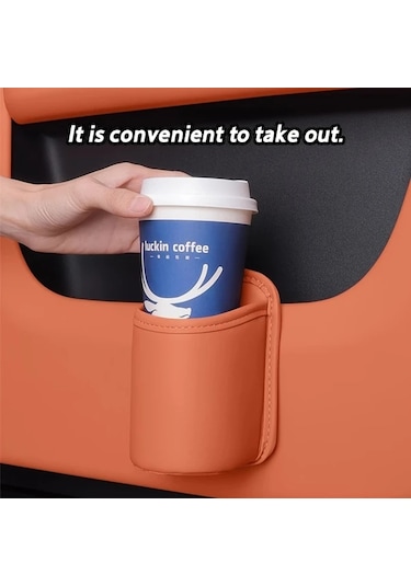 Chuangyinshop Orange 2 Adet - Kaymaz Kupa Tutucu Organizatör, Pu Deri Spillsiz Araç Çok Fonksiyonlu Saklama Kutusu