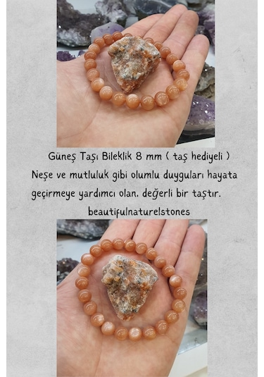 Güneş Doğal Taş Bileklik 8 Mm Aa Kalite Neşe Ve Mutluluk Çok Renkli
