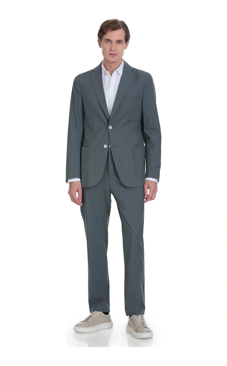 Antrasit Slim Fit Mono Yaka Casual Takım Elbise Antrasit