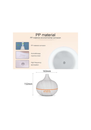 Usb 400 Ml Ahşap Doku Koku Makinesi Sivri Ağız Nemlendirici Renkli Led Işık Ve Uzaktan Kumanda İle Otomatik Alkol Püskürtücü Haki