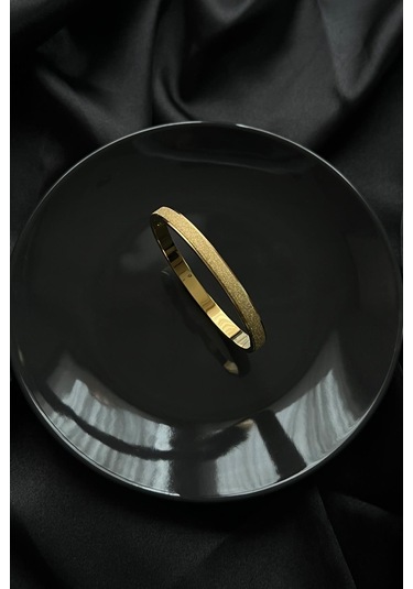 Altın Kaplama Sim Detaylı Çelik Kelepçe Bileklik - Altın