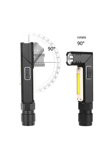 Wondernest Xpg+cob Kırmızı Beyaz Işık Usb Şarjlı Katlanır Güçlü El Feneri, Model: 3189b Küçük, Far Kemerli Siyah Siyah