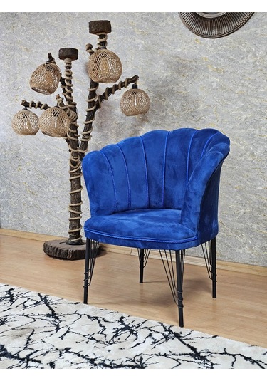 Tekli Siyah Boyalı Tel Ayak Papatya Çay Seti Koltuk Tekli Berjer 001