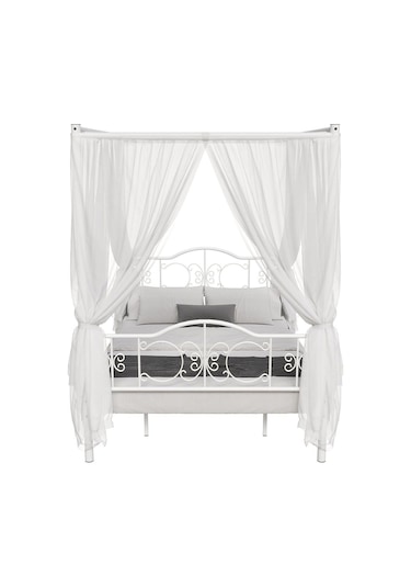 Argimo Pero Sultan Çift Kişilik Metal Beyaz Karyola 140 x 200 Cm (Cibinliksiz)