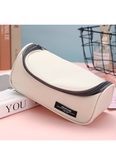 Tuomeng Yeni Kore Tarzı Basit Düz Renk Büyük Kapasiteli Çok Fonksiyonlu Yastık Kalem Kutusu