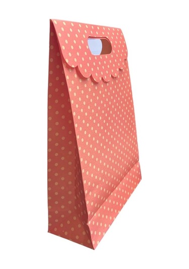 El Geçme Hediye Zarfı Pembe Puanlı 28x23x8.5 Cm 12'li