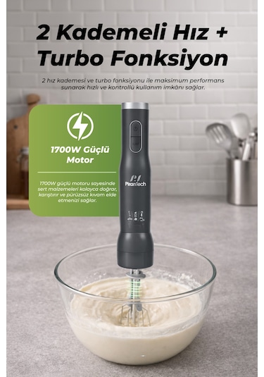 Pirantech YH-94 Parçalayıcı Çırpıcı Ve Metal El Blender Seti