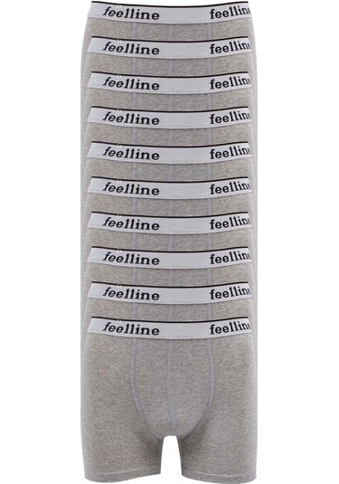 10 Adet Feelline Gri Pamuklu Doğal Likralı Erkek Boxer Çok Renkli