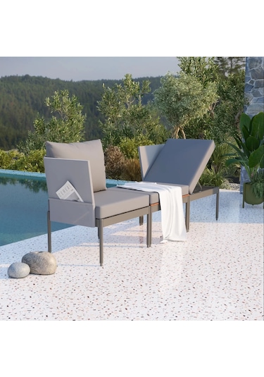 Limni Home Mini Multilounge Bahçe Balkon Mobilyası Şezlong Gri