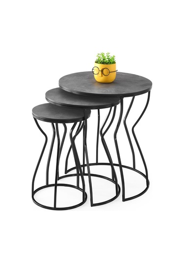 Lale 3'lü Yuvarlak Köşe Zigon Sehpa Mdf 001