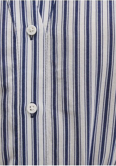 Mavi - Çizgili Beli Bağcıklı Mini Elbise 1310763-91086 Lacivert