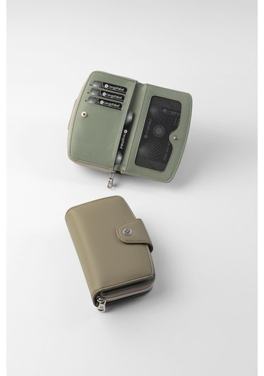 Cengiz Pakel Orta Boy Çıt Çıt Detaylı Kadın Cüzdan/portföy - 65300 - Haki 65300-haki