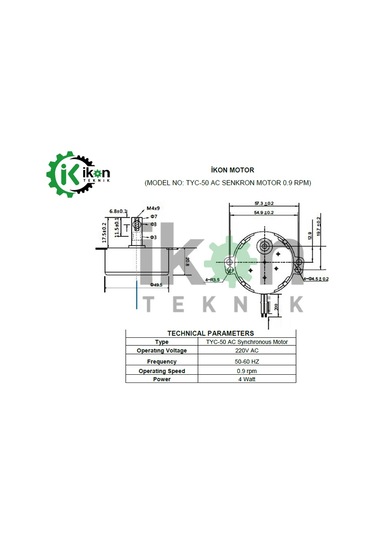 Tyc 50.49Ktyz 0.9 Rpm 4W Ac Senkron Motor