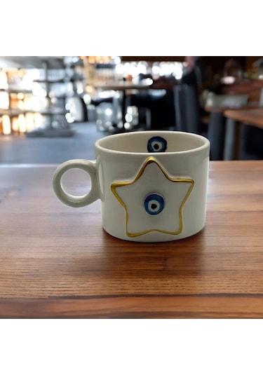Altın Yaldız Yıldız Nazar Fincan Mug