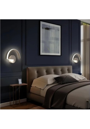 Fastbuy Siyah 3 Renkli Led Duvar Avizesi - Tv Arka Lambası - Yatak Odası Dekoru Siyah