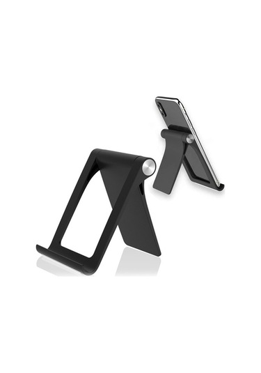 Joyhub Evrensel 360 Derek Dönen Mat Doku Cep Telefonu - Tablet Stand Masaüstü Stand Siyah Siyah Vantuzlu 7coumc
