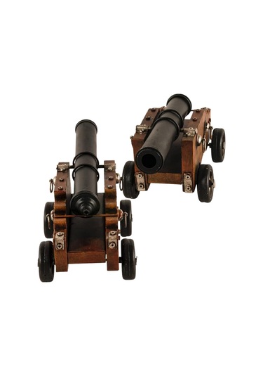 Vintage Savaş Gemisi Topu Nostaljik Metal Top Arabası 29cm