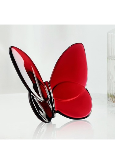 Suntek Magideal Kristal Kelebek Heykelcik Kitaplık Ev Masası Kırmızı