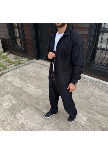 Erkek Kadife Oversize Takım - Gömlek Ve Pantolon İkili Set Füme Corduroy Şıklığı, Rahat Ve Zarif Duruş Yumuşak Dokulu Kadife Kumaş, Düğmeli Gömlek Üst Ve Lastikli Pantolon Alt Parça İle Gün Boyu Konfor- Siyah Çok Renkli Erkek Kadife Oversize Takım - Gömlek Ve Pantolon İkili Set Füme Corduroy Şıklığı, Rahat Ve Zarif Duruş Yumuşak Dokulu Kadife Kumaş, Düğmeli Gömlek Üst Ve Lastikli Pantolon Alt Parça İle Gün Boyu Konfor- Siyah Çok Renkli