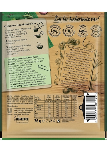 Knorr Hazır Mercimek Çorbası 12 x 76 G