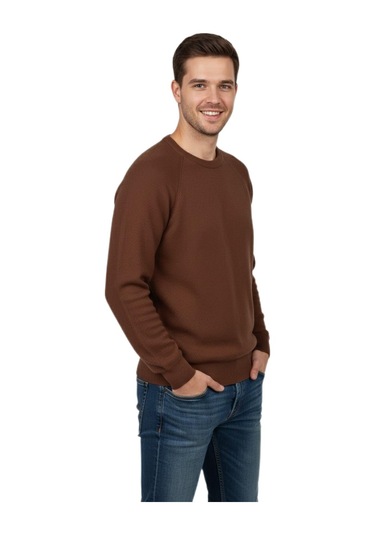 Erkek Spor Reklam Kol Kazak Regular Fit Bgl-st04949 Açık Kahverengi