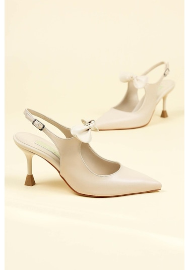 Fiyonklu Arkası Açık Stiletto Ten-ten Ten