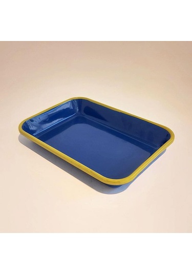 Emaye Meze Tabağı Kobalt F.yeşil 27 X 19 Cm Kobalt