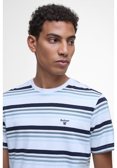 Barbour Houstead Stripe Tailored Fit T-shirt Wh11 White Beyaz