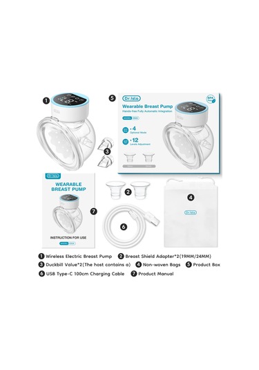 Dr.isla Yeni Giyilebilir Elektrikli Göğüs Pompaları 4 Mod 12 Seviye Taşınabilir Gökyüzü Mavi