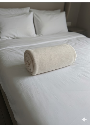 Peluş Tek Kişilik Battaniye Welsoft Battaniye Tv Battaniyesi Polar Battaniye Süper Yumuşak Krem