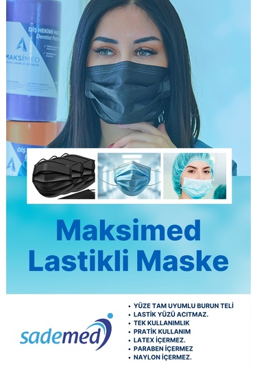 3 Katmanlı Tek Kullanımlık Lastikli Maske