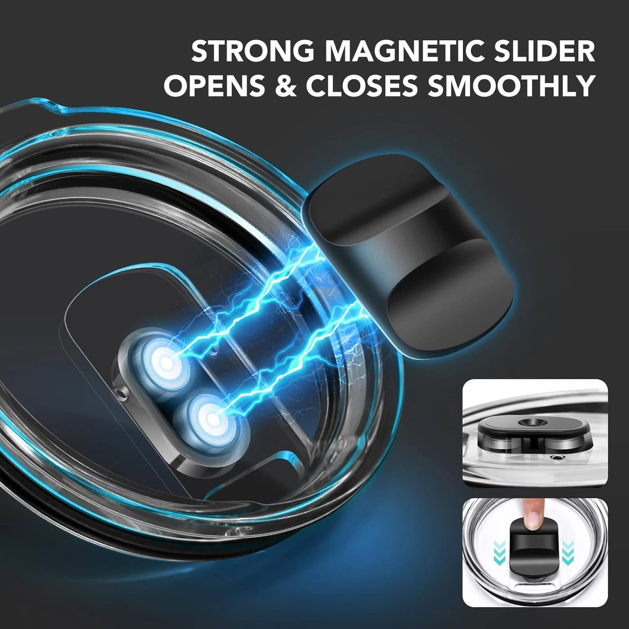 Xindoker 2 Adet Bpa-free Değiştirme Kapağı - Manyetik Kaydırmalı Anahtar, Sızıntı Sağlam, 14oz Kupa Ve 35oz Pipetli Bardak Uyumlu Seyahat Kapakları Siyah