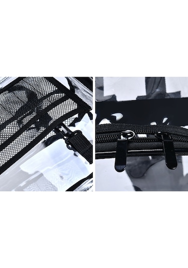 Lixiaqu01 Sırt Çantası Su Geçirmez Şeffaf Okul Çantası Kız Büyük Siyah