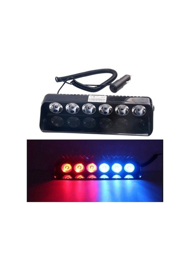 Araç Içi Vantuzlu Cama Çakar Kırmızı Mavi 6 Led 12 Farklı Mod (533112873)