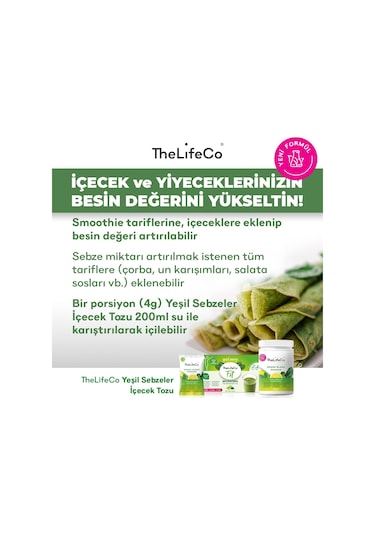 Thelifeco Green Blend Yeşil Sebzeler İçecek Tozu 120 G