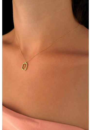 14 Ayar Altın Taşlı I Harfli Kolye 001