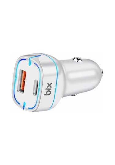 Bix BX-CCP36WT 36W QC 3.0 USB Type-C PD Araç İçi Hızlı Şarj Adaptörü Beyaz