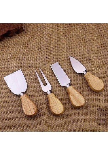 Createtech Bosphorusboutique Sones Seti - 4 Adet Çelik Ve Bambu Peynir Kesici Diğer